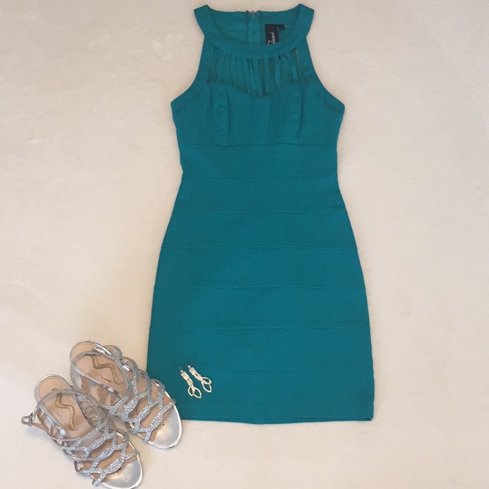 Fitted turquoise dress